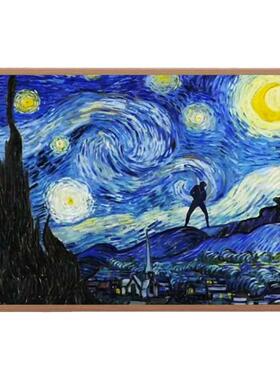 星空恶搞梵高世界名画鸡你太美蔡徐坤搞笑挂画小黑子学生宿舍摆件