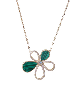 P.Love纯银孔雀石太阳花项链