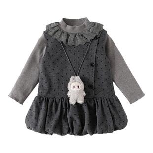 班喜迪女童连衣裙春装新款女宝宝公主裙周岁礼服套装儿童韩版裙子