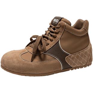 MIO米奥鹦鹉德训鞋春款高帮休闲板鞋拼色内增高2.5cm运动鞋女