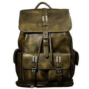 HANMIIS胡椒盐头层牛皮 大容量双肩包旅行袋包全真皮男士背包书包