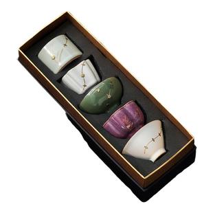 文创五大名窑茶杯套装中式高档陶瓷主人杯父亲中秋节生日伴手礼物