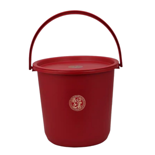 喜字塑料桶结婚新居带盖水桶家用米桶结婚陪嫁子孙桶搬家用品套装