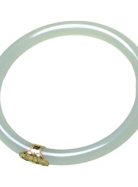 珪宝和田玉金镶叮当镯18K金镶嵌