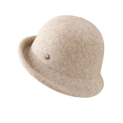 秋冬新款字母金属标羊毛渔夫帽