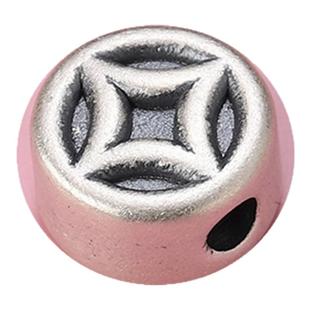 S999足银钱币珠吊坠散珠手串男女士diy手工男女手链挂坠纯银金钱