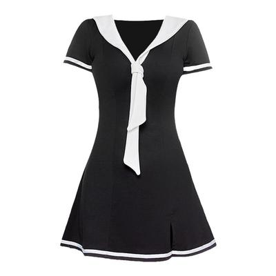 性感大摆拼色蝴蝶连衣裙