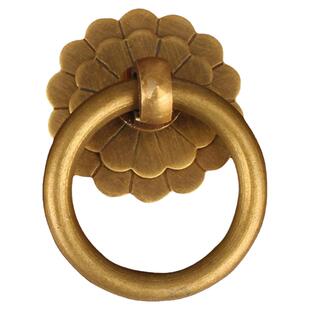 全黄铜单孔铜拉手中式仿古纯铜衣柜小柜门把手中药柜抽屉铜拉环