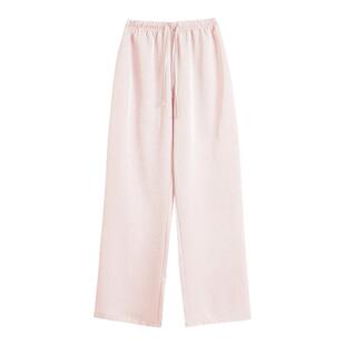 SANI高腰舒适松紧腰阔腿裤女2026秋季显瘦肌理感松弛感直筒休闲裤