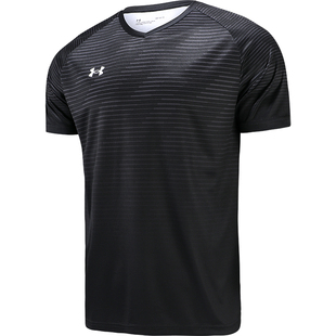 安德玛短袖T恤男夏季透气速干衣宽松V领休闲综合训练健身跑步球衣