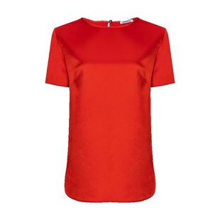 PAROSH休闲拉链圆领打底衫短袖T恤上衣女士春夏XY降价