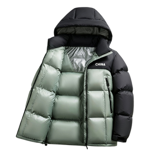 2025新款极寒鹅绒羽绒服男短款加厚保暖可拆卸帽休闲时尚外套潮