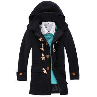 继承者们朴信惠车恩尚同款匹诺曹牛角扣羊毛呢大衣连帽风衣外套女