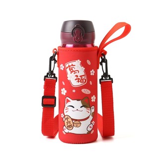 保温杯杯套 通用儿童可爱背带可斜挎手提350 500ML水杯壶袋保护套