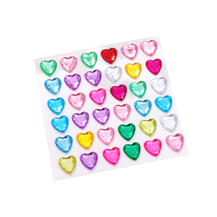 炫彩钻石爱心贴纸儿童DIY水晶宝石贴画女孩公主3D立体水钻咕卡贴贴纸装饰素材小图案幼儿园手账心形心型粘贴