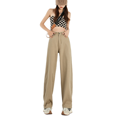 KRO高腰宽松显瘦直筒牛仔裤