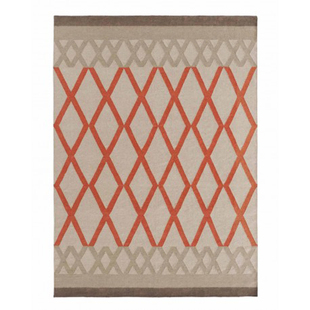 GIRONES进口手工编织羊毛易清理基里姆花毯地毯挂毯块毯珊瑚色