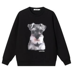 CLIMAX VISION可爱小狗印花空气感抗皱廓形圆领套头卫衣中性风