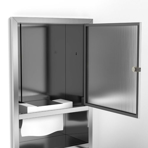 不锈钢304三合一公共卫生间商场暗装擦手纸盒垃圾桶干手器组合柜