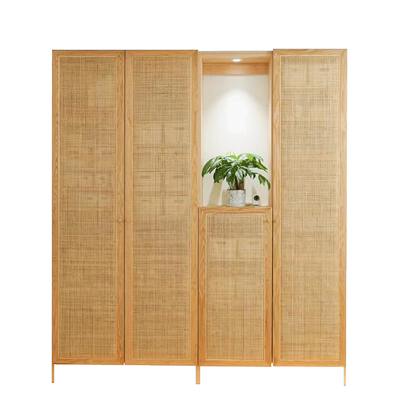日式折叠门隔断门移门实木藤编门