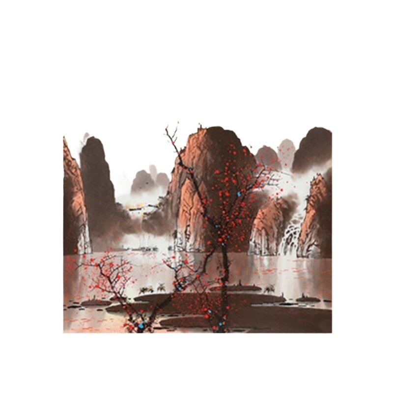 张泉踪手绘真迹国画彩墨漓江桂林山水画客厅挂画办公室背景墙装饰