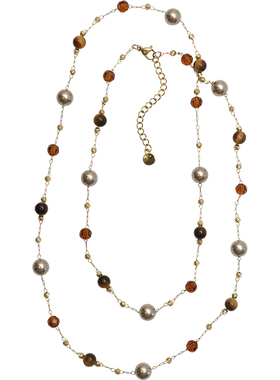 方糖家虎眼石珍珠满天星毛衣链