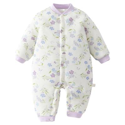 婴儿衣服秋冬夹棉保暖棉衣新生儿哈衣a类纯棉连体衣宝宝加厚冬装