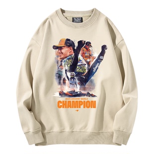 兰多·诺里斯世界冠军F1迈凯伦车队周边圆领卫衣秋冬男加绒潮百搭