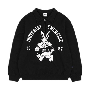 韩国代购林北星同款卫衣女ins潮兔子半拉链POLO运动衫兔八哥上衣