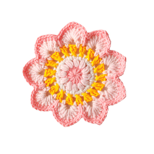 梓菡家手工钩织莲花杯垫成品荷花茶垫毛线编织ns风手钩好运连连