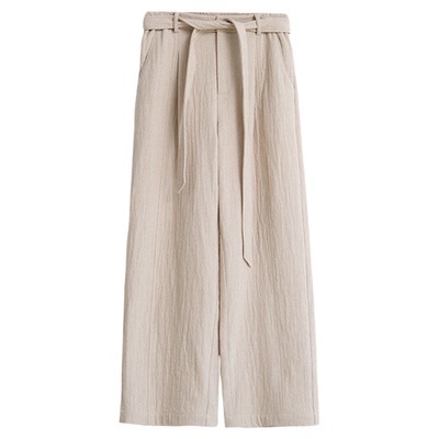 松弛感系带莱赛尔天丝休闲裤