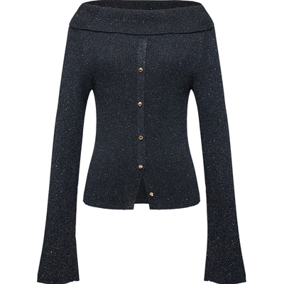 EP雅莹一字领修身长袖针织衫