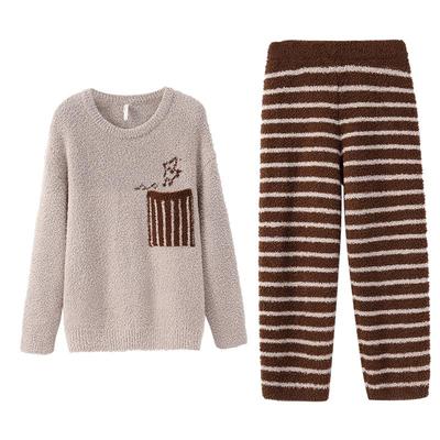 安之伴半边绒秋冬睡衣女套装