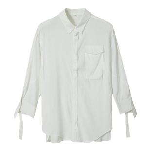 S36原创舞蹈服演出服衬衫现代舞练功服白色跳舞上衣男女大码 宽松