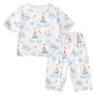 【100%棉】嘟嘟家儿童睡衣套装男童女童夏季家居服宝宝薄款两件套