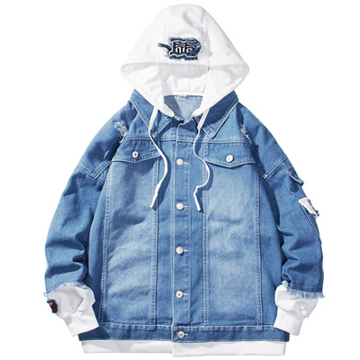 国潮中性情侣装潮假两件薄款外套