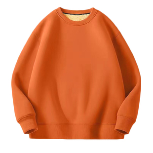 儿童羊羔绒卫衣秋冬男童纯色打底衫加绒加厚上衣女纯棉一体绒外套