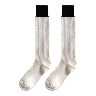 韩系撞色学院风小腿袜子