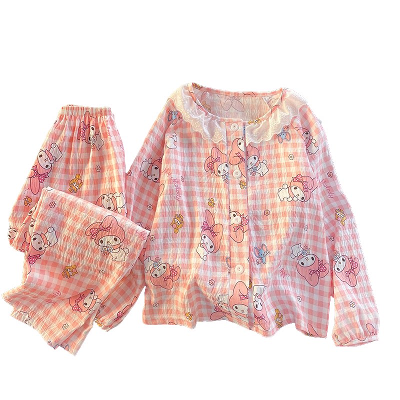 女童睡衣春秋季长袖长裤云朵棉薄款中大童小女孩夏天空调服家居服
