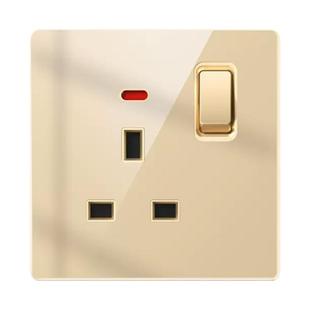 香港国际方孔13A英式开关插座英标孖苏钢化玻璃金色USBType-c正品