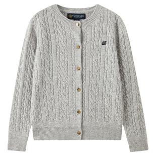 【100%绵羊毛】eland kids衣恋童装女童绞花毛衣25年冬新品针织衫