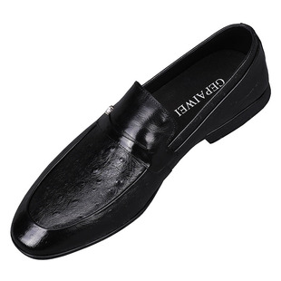 春秋男鞋2025新款时尚真皮压花鸵鸟纹男士休闲皮鞋商务百搭日常单