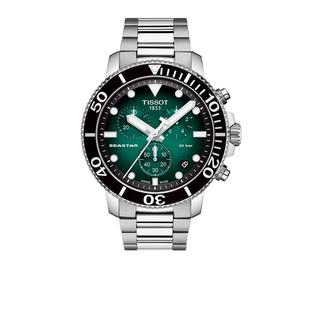 Tissot天梭海星1000系列石英瑞士男表潜水腕表运动计时码表绿水鬼