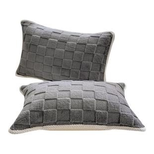 珊瑚绒枕巾一对装冬季加绒保暖防头油可固定防滑家用绒面枕头套巾