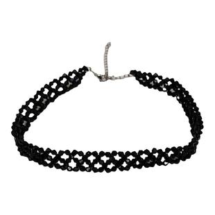 韩版原创设计新款黑色水晶项链女不掉色锁骨链遮颈纹脖子饰品项圈