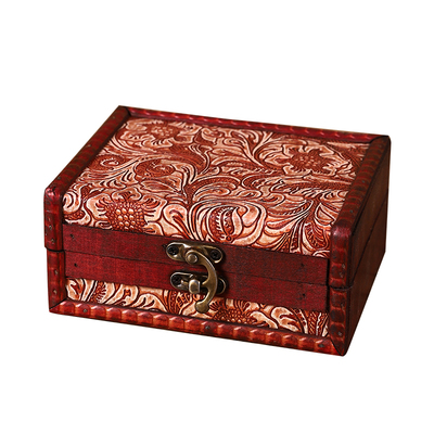 复古皮革花纹木盒高档古典首饰盒