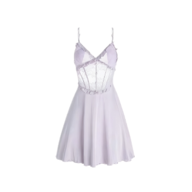 法式蝴蝶结性感真丝睡裙聚拢显大