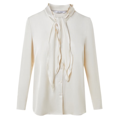 朗姿缎面雪纺系带领衬衫女气质简约垂感通勤风上衣2026年春季新款