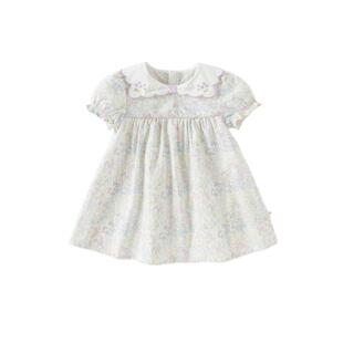 戴维贝拉儿童纯棉裙子2026夏装新款女童娃娃领公主裙宝宝连衣裙
