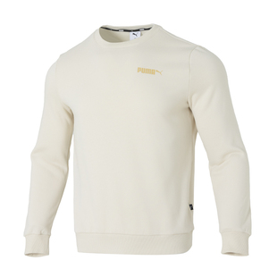 PUMA彪马男士圆领卫衣春季新款雪白运动上衣透气长袖套头衫休闲服